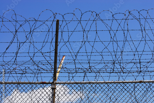 close up on barbed wire fence