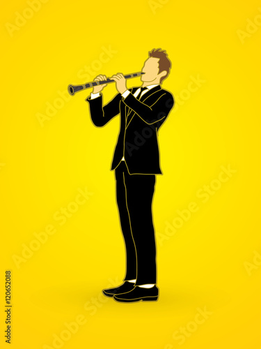 Clarinet player graphic vector.