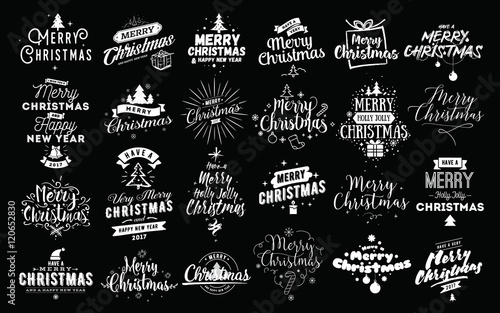 Merry Christmas typographic emblems set.