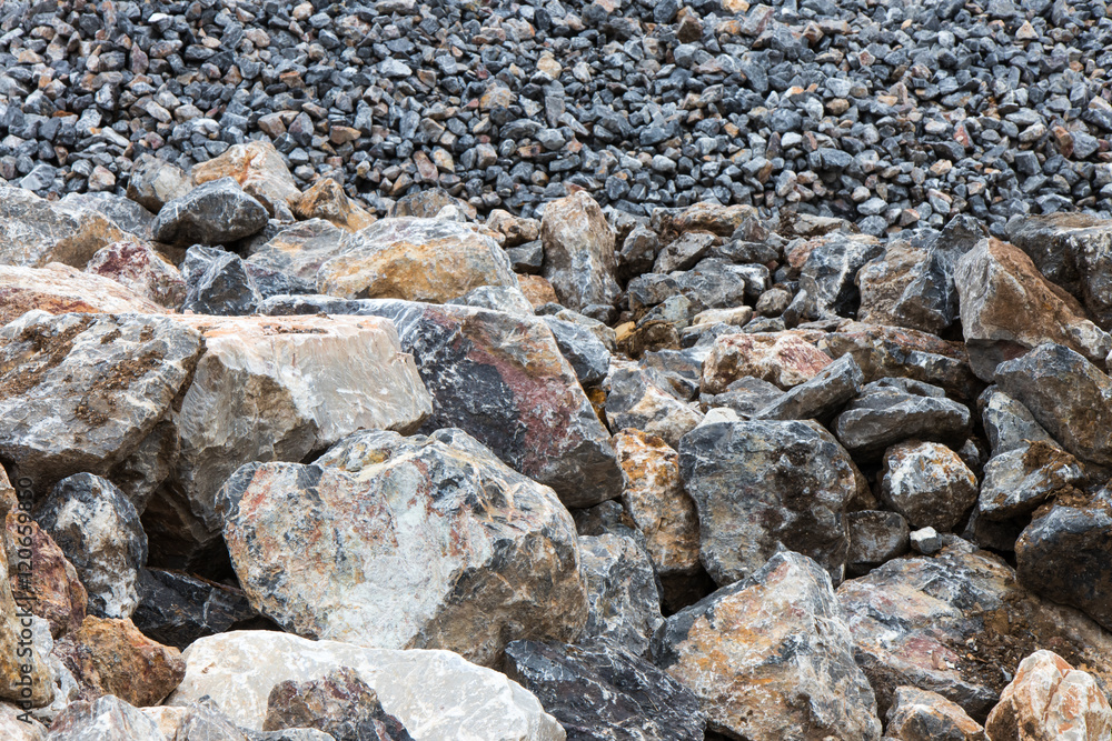 Large and small piles of stones. Large and small piles of stones.