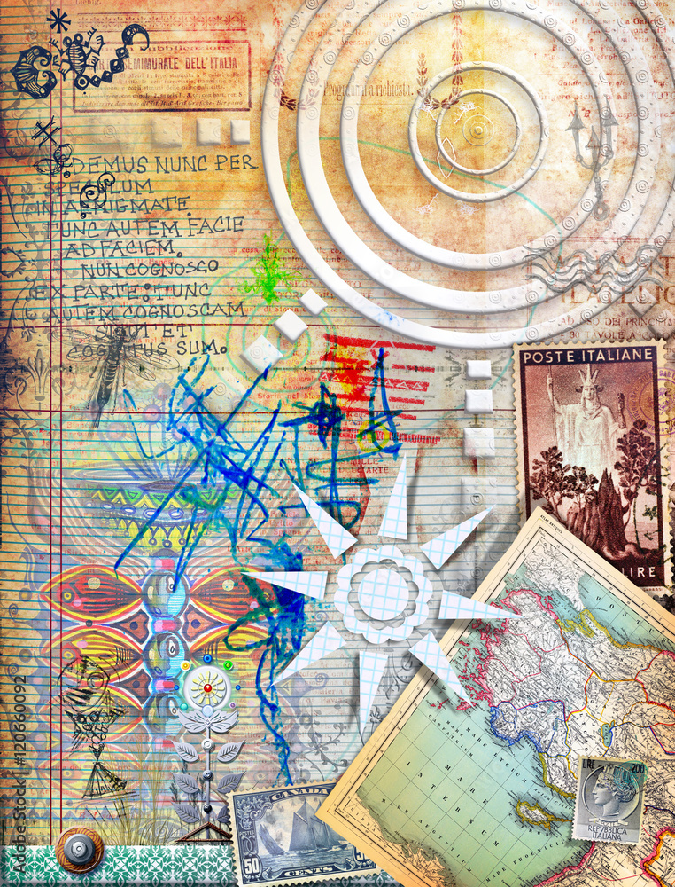 Graffiti,scrapbook,old stamps and collage series