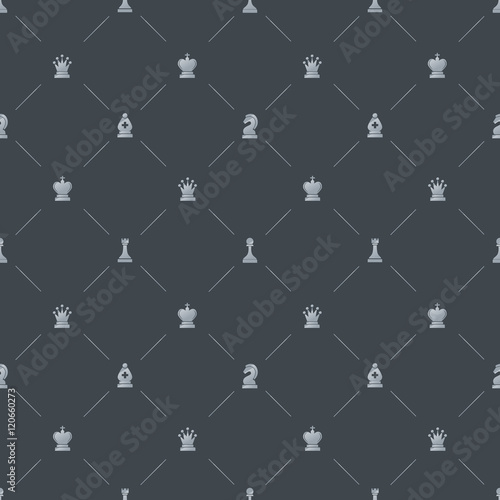 Gray luxury seamless pattern with chess symbols