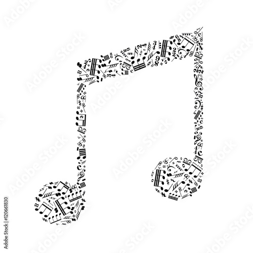 Music note sign on white