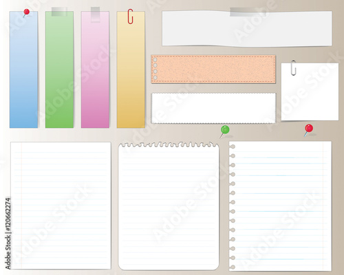 Vector set: Vintage paper designs (paper sheets, lined paper and