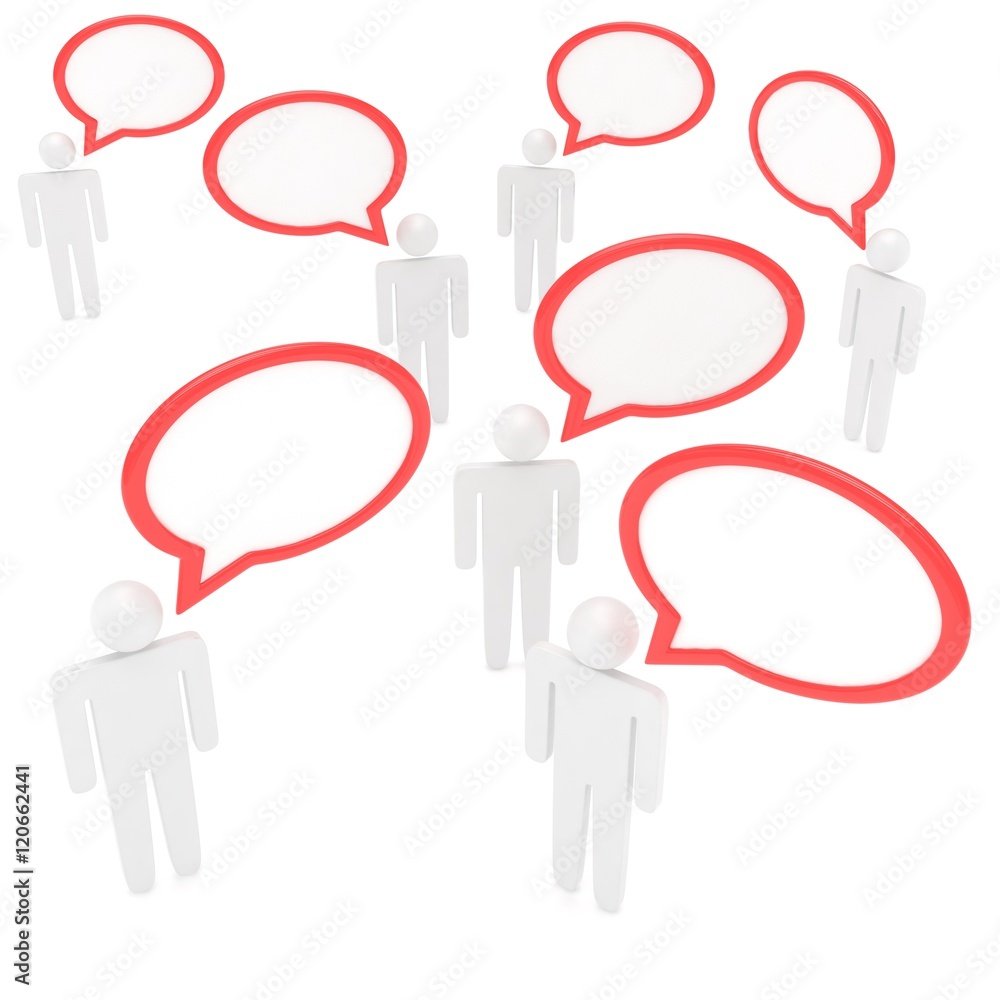 people with talk bubbles isolated over a white background. 3d rendering. people with talk bubbles isolated over a white background. 3d rendering.