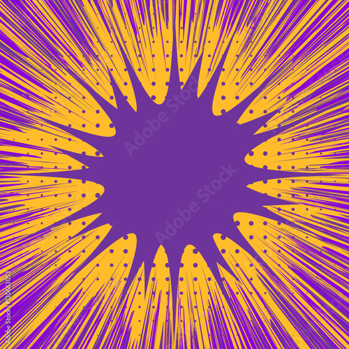 Abstract Creative concept vector comics pop art style blank layout template with clouds beams and isolated dots pattern on background. For Web and Mobile Applications, illustration template design