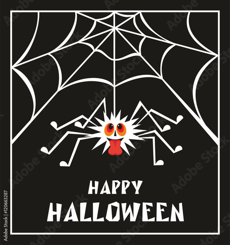 Halloween greeting card with the image of the perky spider