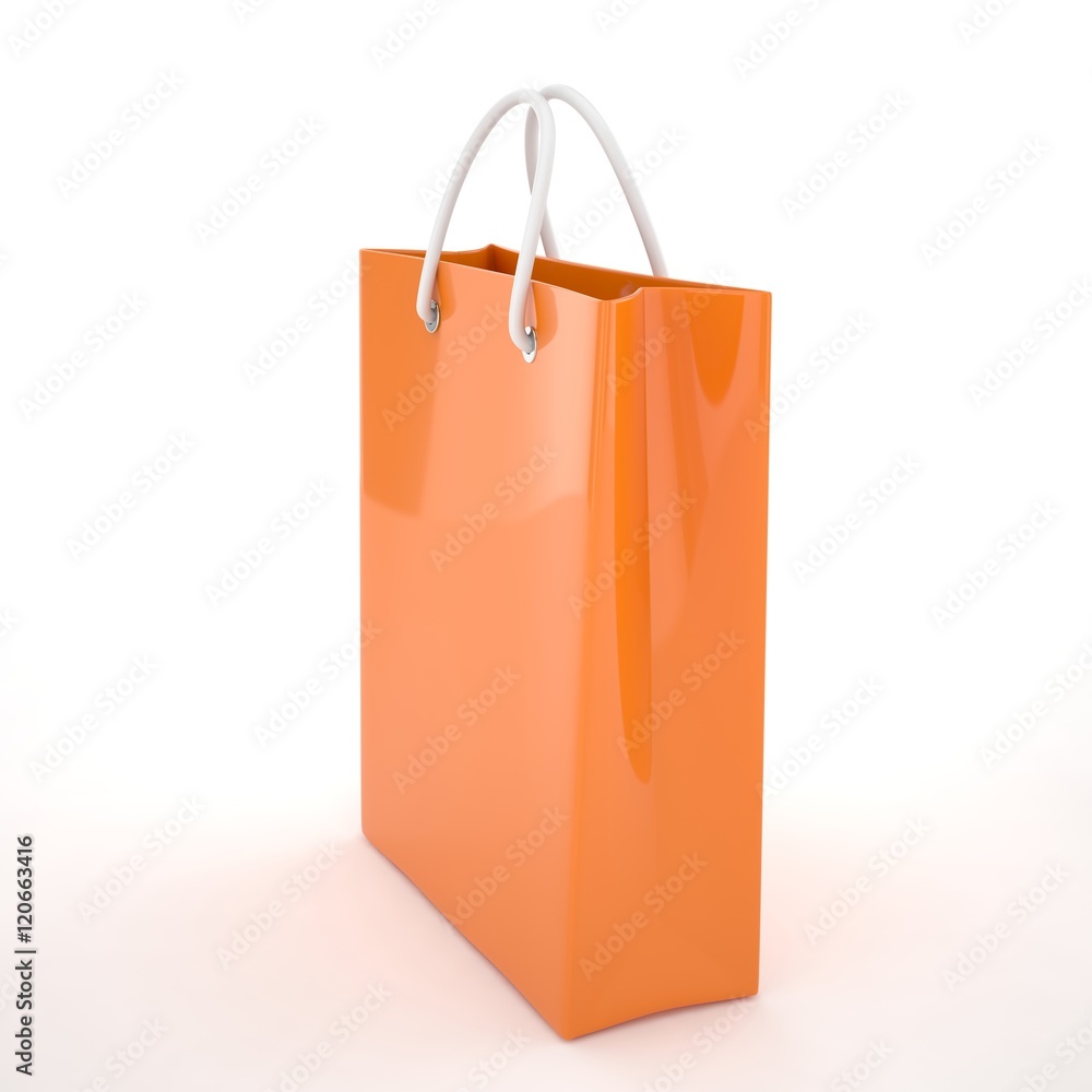 Paper Shopping Bag isolated on white background. 3d rendering. Paper Shopping Bag isolated on white background. 3d rendering.