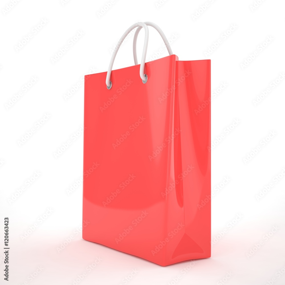 Paper Shopping Bag isolated on white background. 3d rendering. Paper Shopping Bag isolated on white background. 3d rendering.