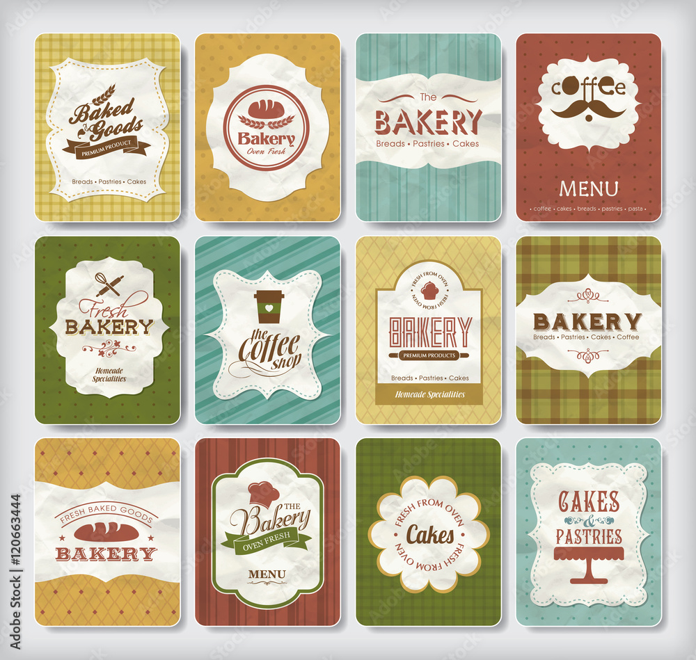 Collections of bakery design elements