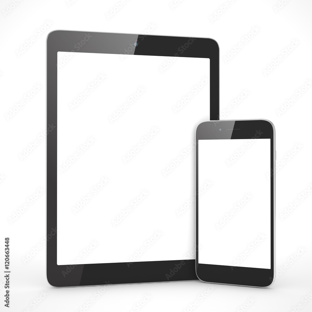 Tablet and smartphone on a white. 3d rendering. Tablet and smartphone on a white. 3d rendering.