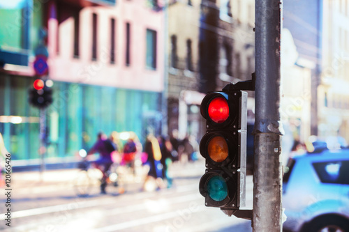 Crossroads with traffic lights in the city