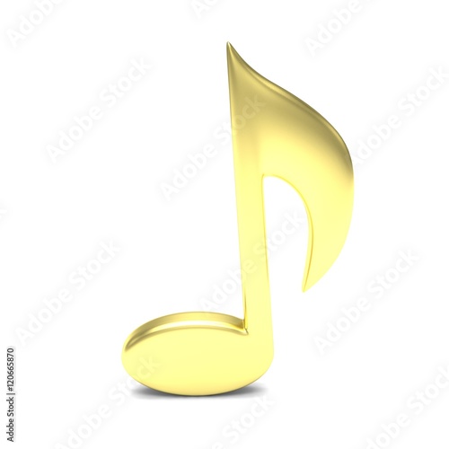 music note, on white. 3d rendering.