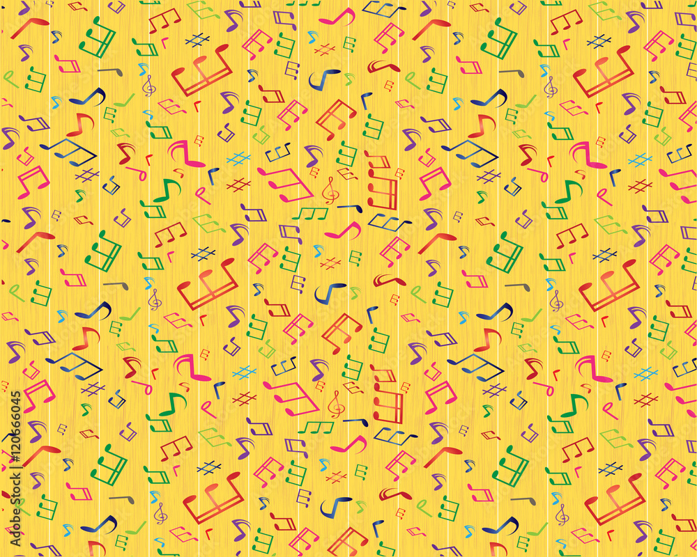 Abstract design background with colourful music notes