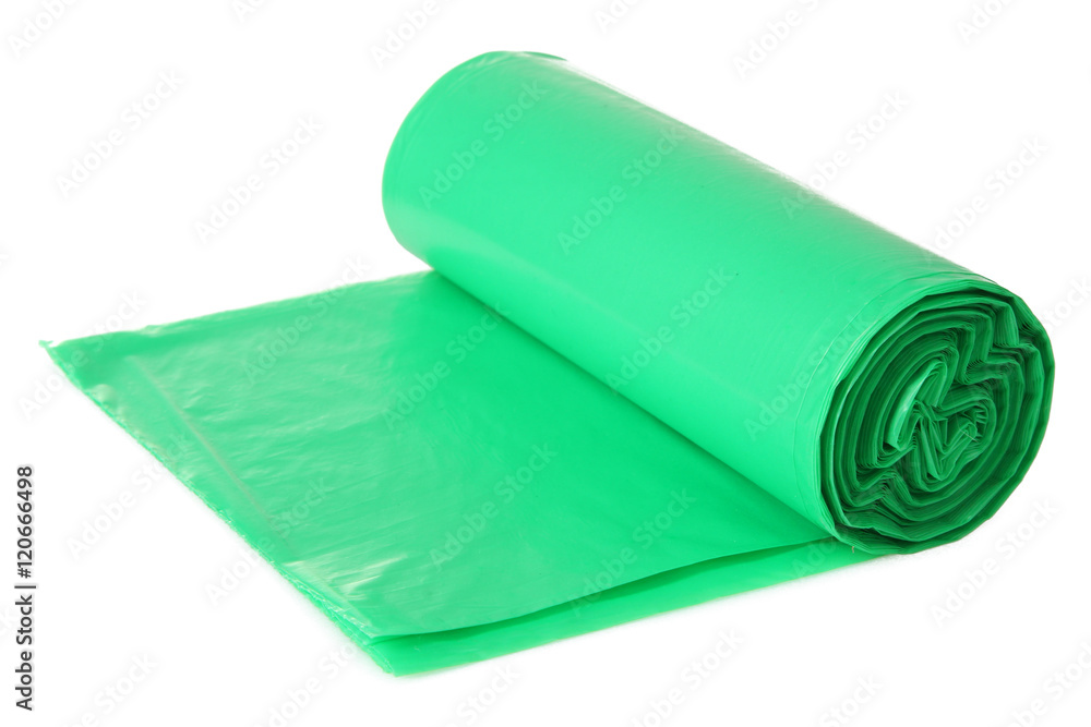 Rolls of disposable trash bags isolated over white background Rolls of disposable trash bags isolated over white background