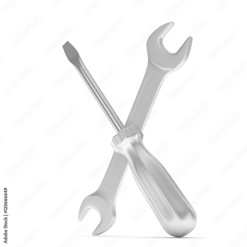 3D Illustration Wrench and screwdriver, service concept 3D Illustration Wrench and screwdriver, service concept