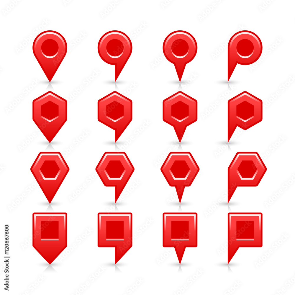 Flat red color map pin sign location icon Flat red color map pin sign location icon