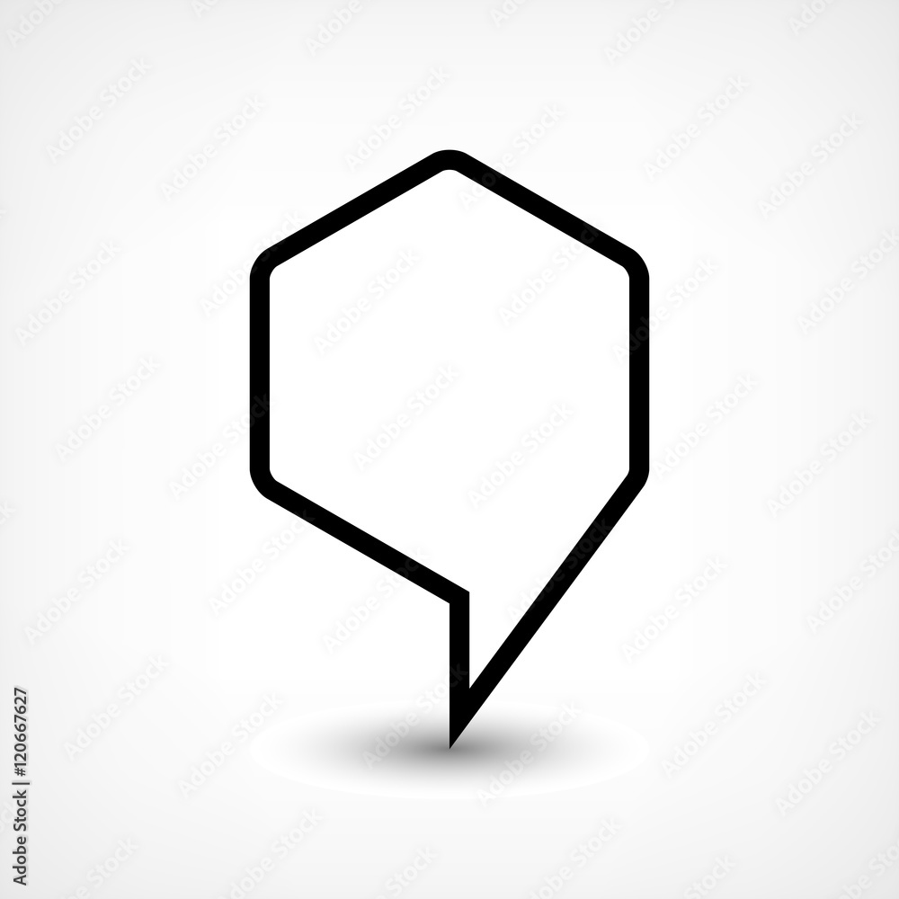 Black map pin flat location sign hexagon icon Black map pin flat location sign hexagon icon