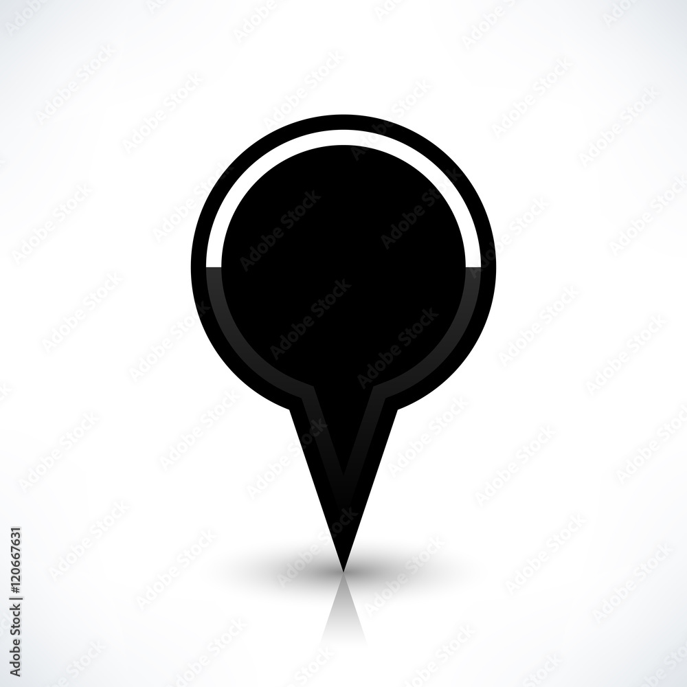 Black map pin icon flat round location sign Black map pin icon flat round location sign