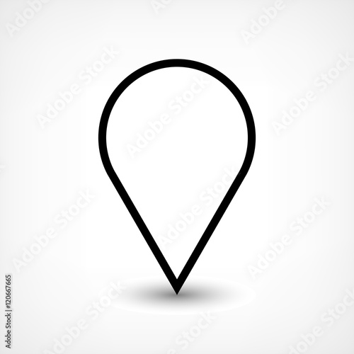 Blabk map pin flat location sign blank circle icon