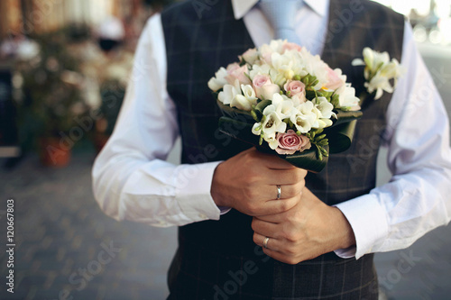Man with bouquet