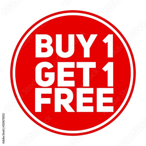 Buy one get one free, promotional sale label