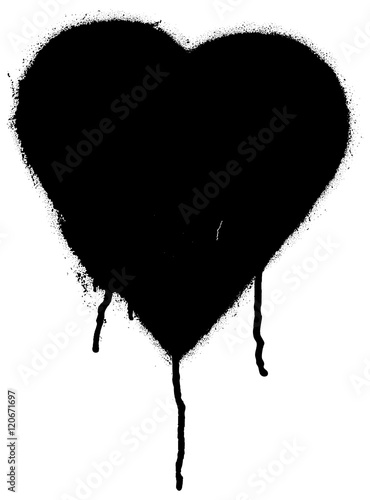 Black paint graffiti heart shape