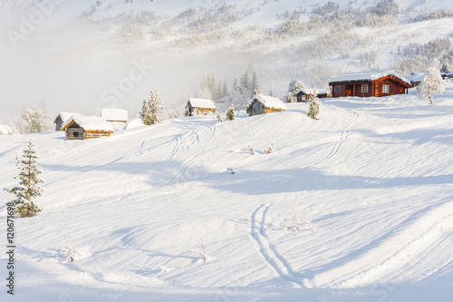 cabins next to stryn ski centre (norway) © Bildgigant