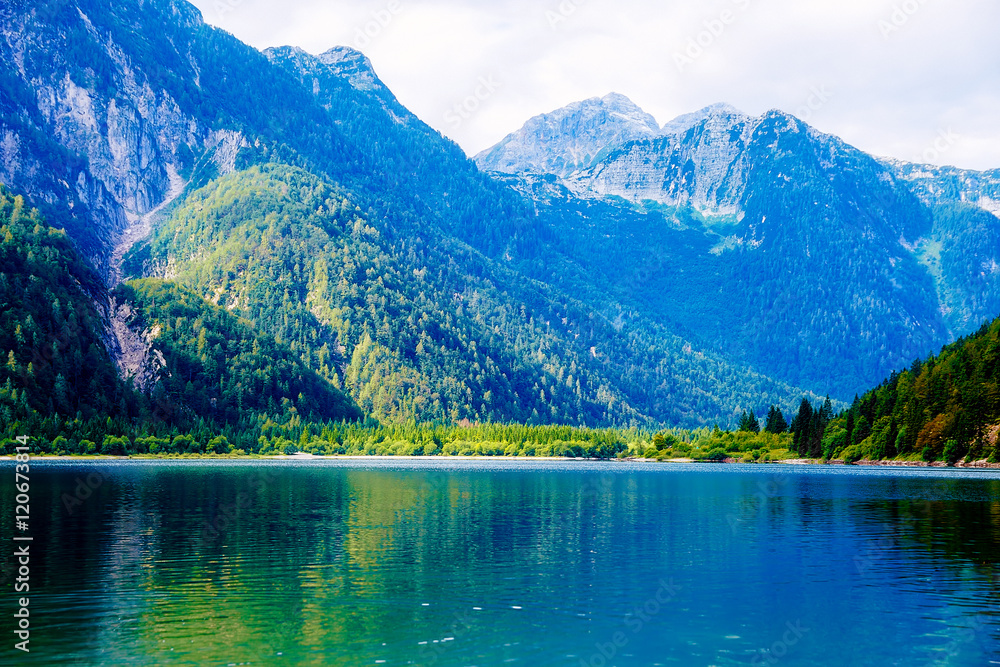 Beautiful landscape, lake with mountain in background. Beautiful landscape, lake with mountain in background.