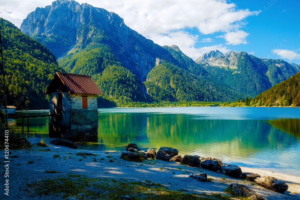 Beautiful landscape, lake with mountain in background. Beautiful landscape, lake with mountain in background.