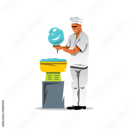 Vector Candy floss chef Cartoon Illustration.