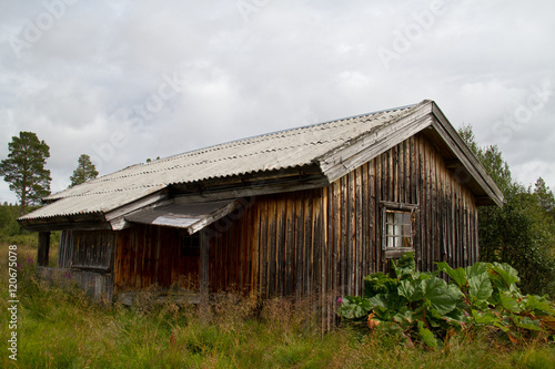 Abandoned cabin with asbestos roof