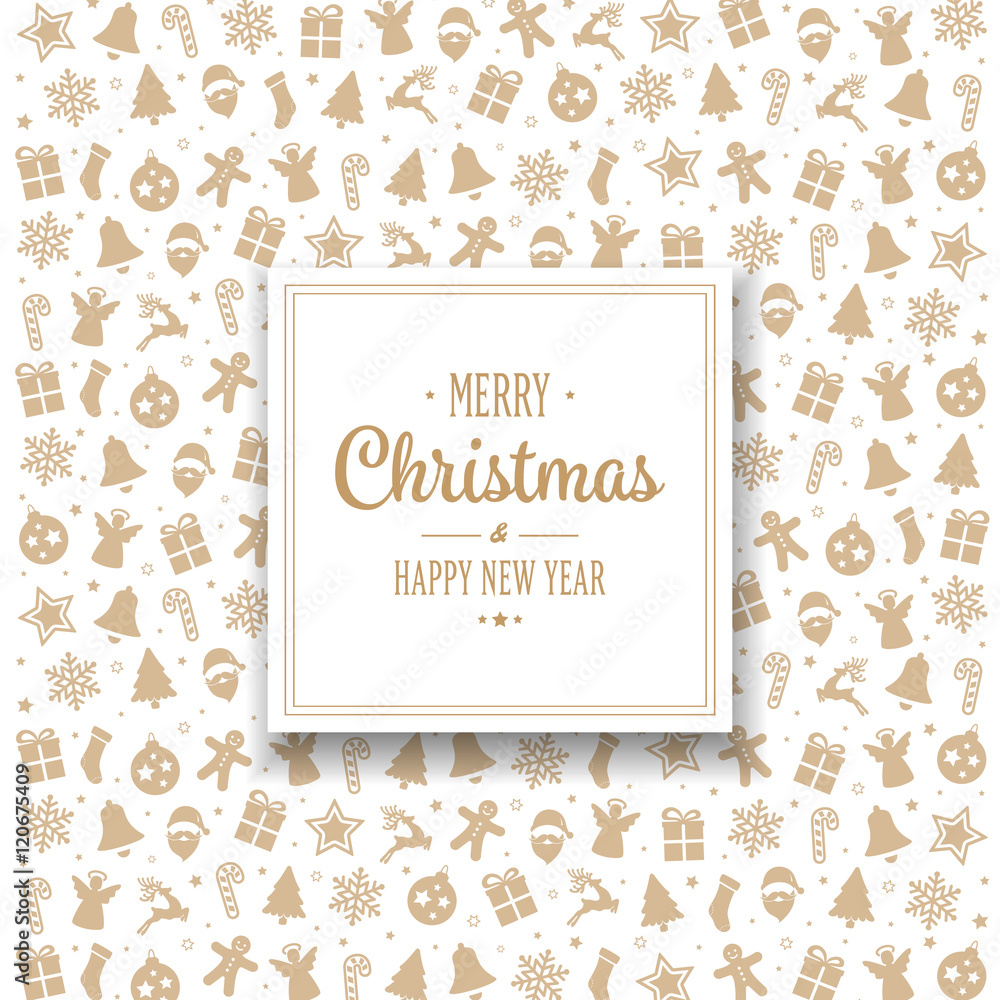 Gold Merry Christmas Elements Card Background