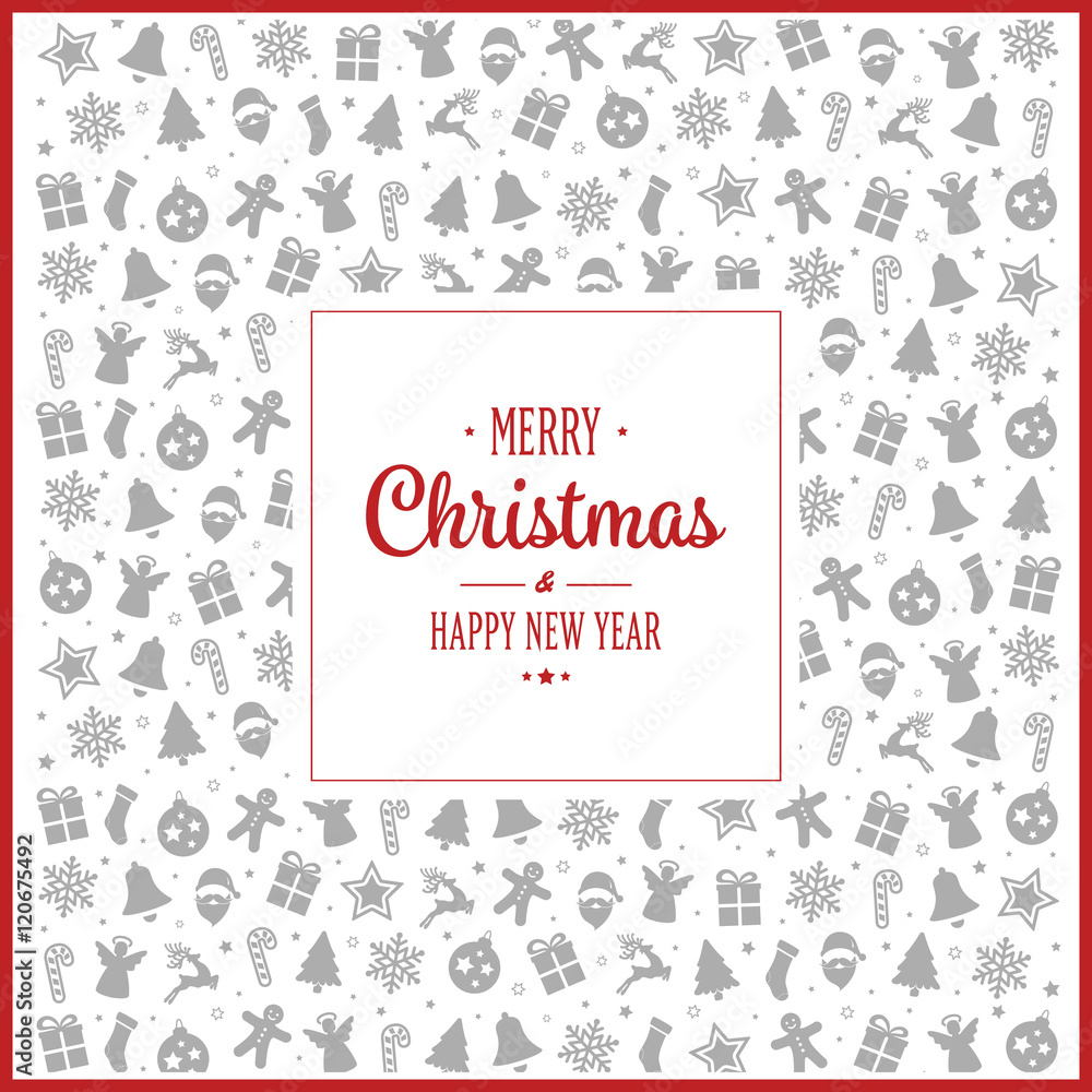 Merry Christmas red gray pattern decoration background