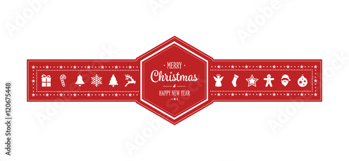 merry christmas hexagon ornament banner red isolated background