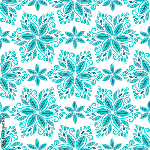 Ornamental blue floral background. Seamless pattern for textile design  prints for fabric and winter decoration
