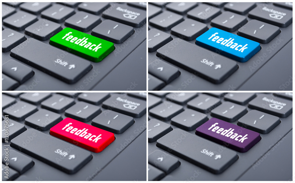 Fototapeta premium Closeup view of feedback button on keyboard