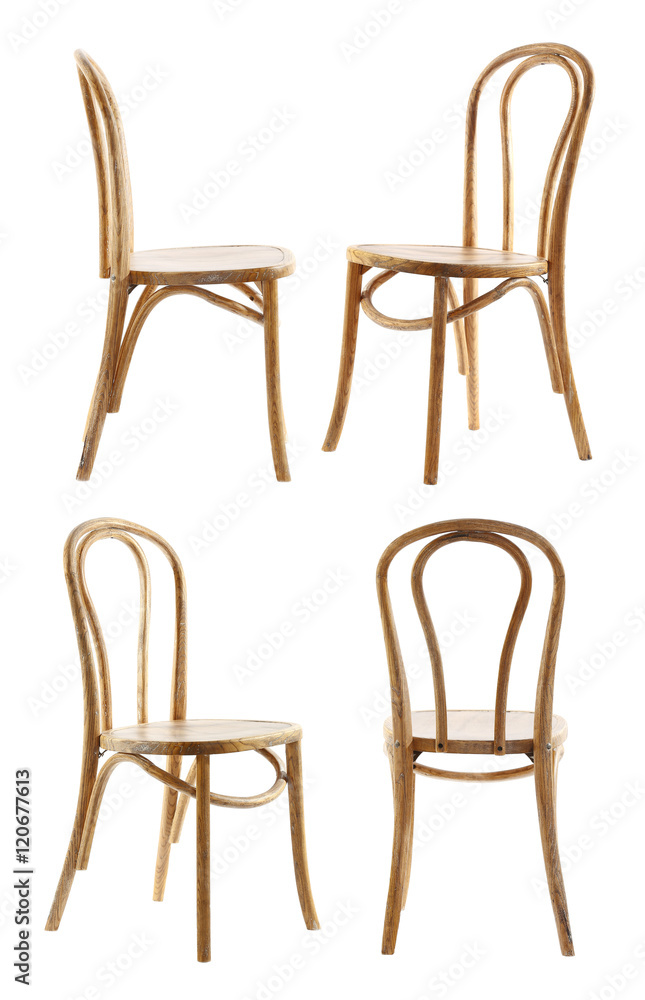 Collage of stylish chairs, isolated on white Collage of stylish chairs, isolated on white