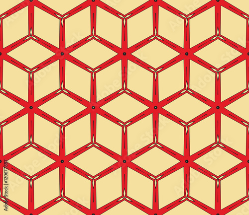 Seamless vector illustration with the image of a polygonal pattern with illusion cube.