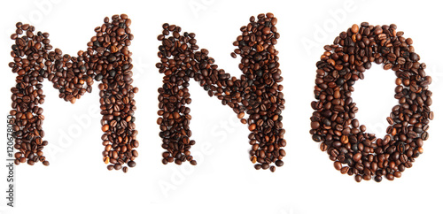 alphabet from coffee beans