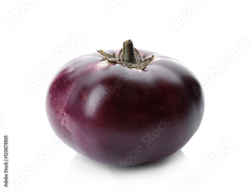 Round eggplant isolated on white