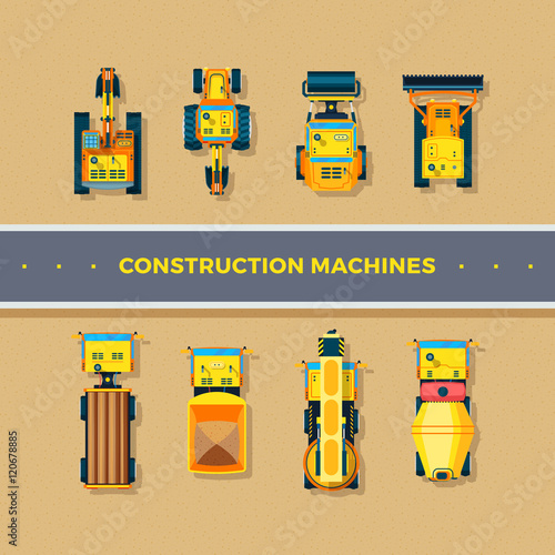 Construction Machines Top View 