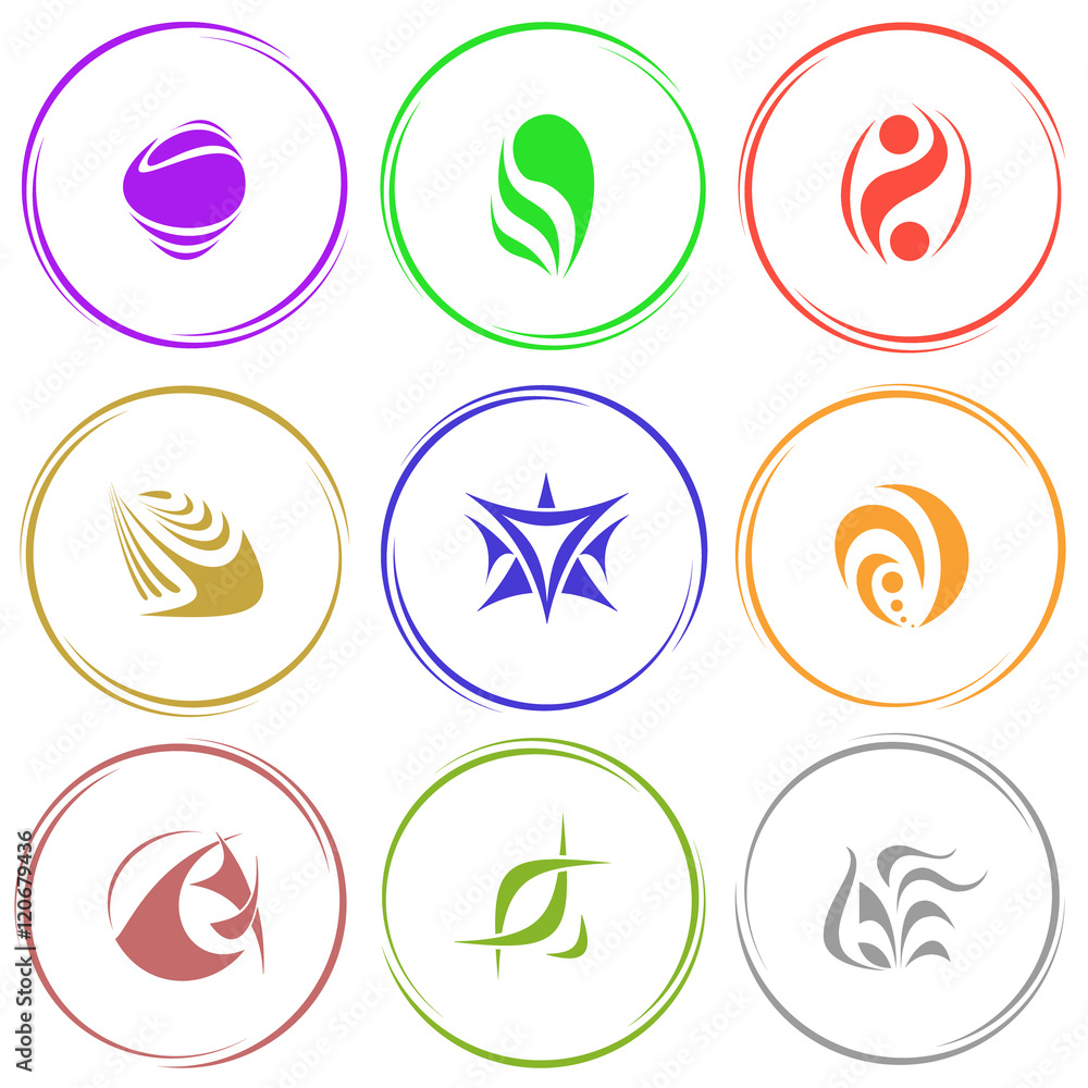 9 images of unique abstract forms. Internet templates. Vector ic 9 images of unique abstract forms. Internet templates. Vector ic
