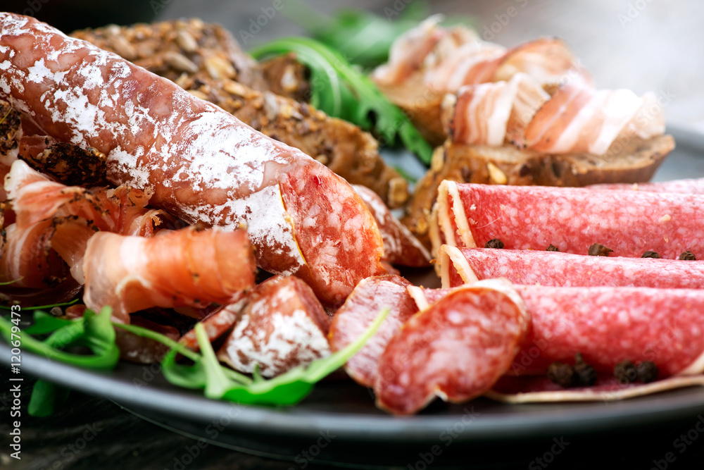 Sausage. Various italian ham, salami and bacon Sausage. Various italian ham, salami and bacon
