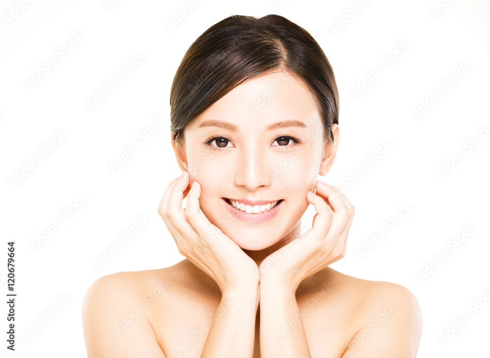 closeup young woman face with clean skin closeup young woman face with clean skin
