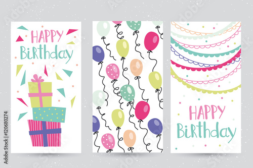 Set of birthday greeting cards design