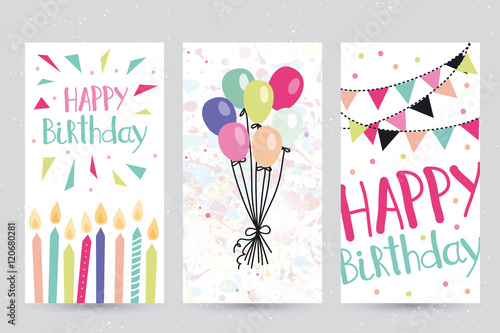 Set of birthday greeting cards design