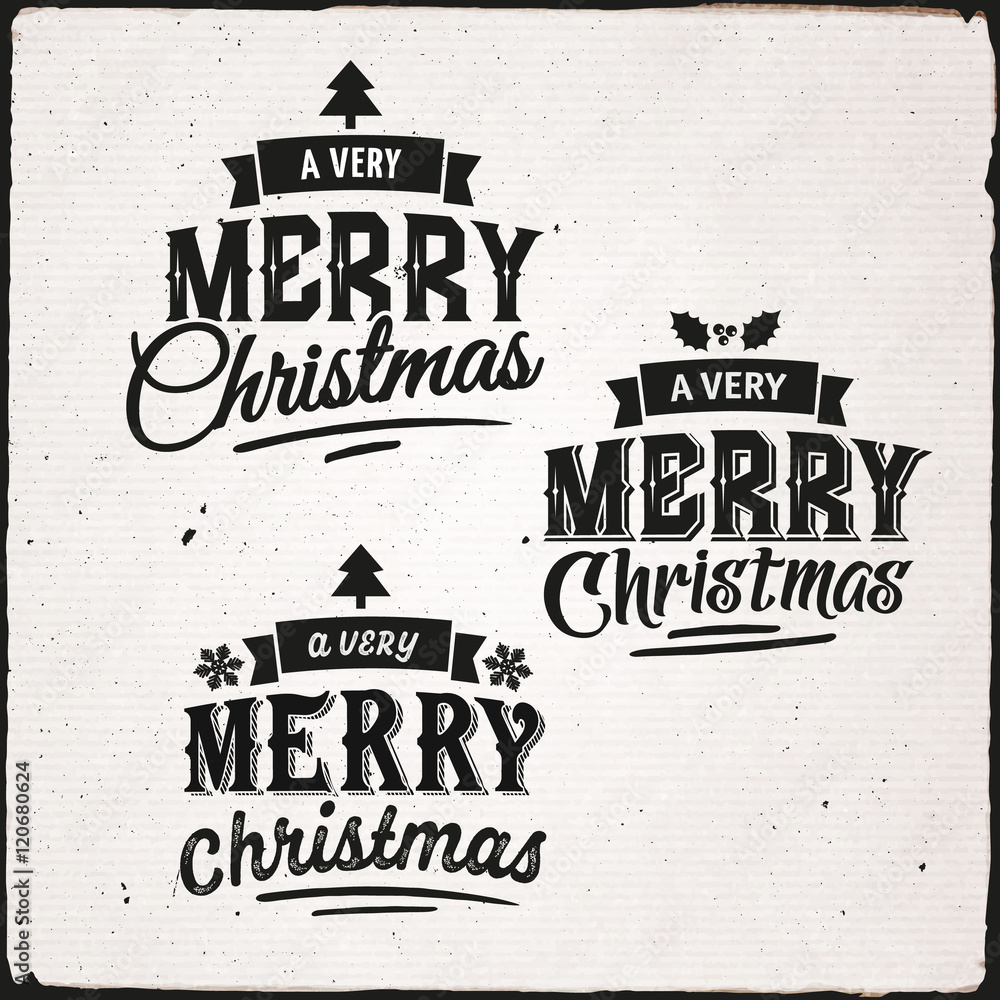 Obraz premium Christmas Set Of Typographic Design