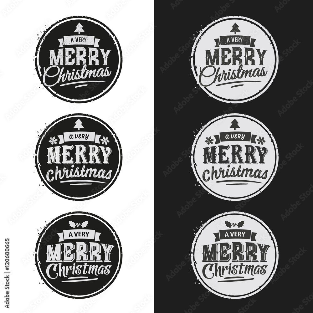 Christmas Set Of Typographic Design