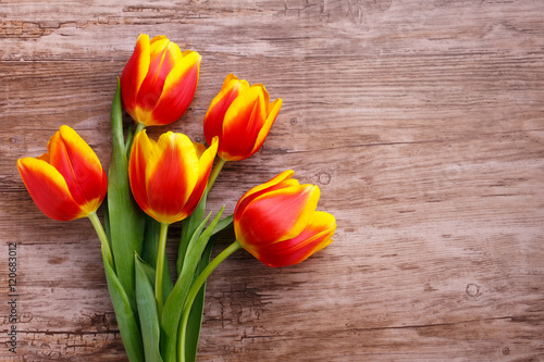 beautiful bouquet of yellow tulips